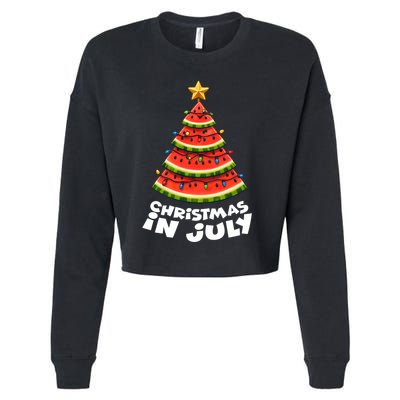 Mele Kalikimaka Water Melon Xmas Tree Christmas In July Cropped Pullover Crew