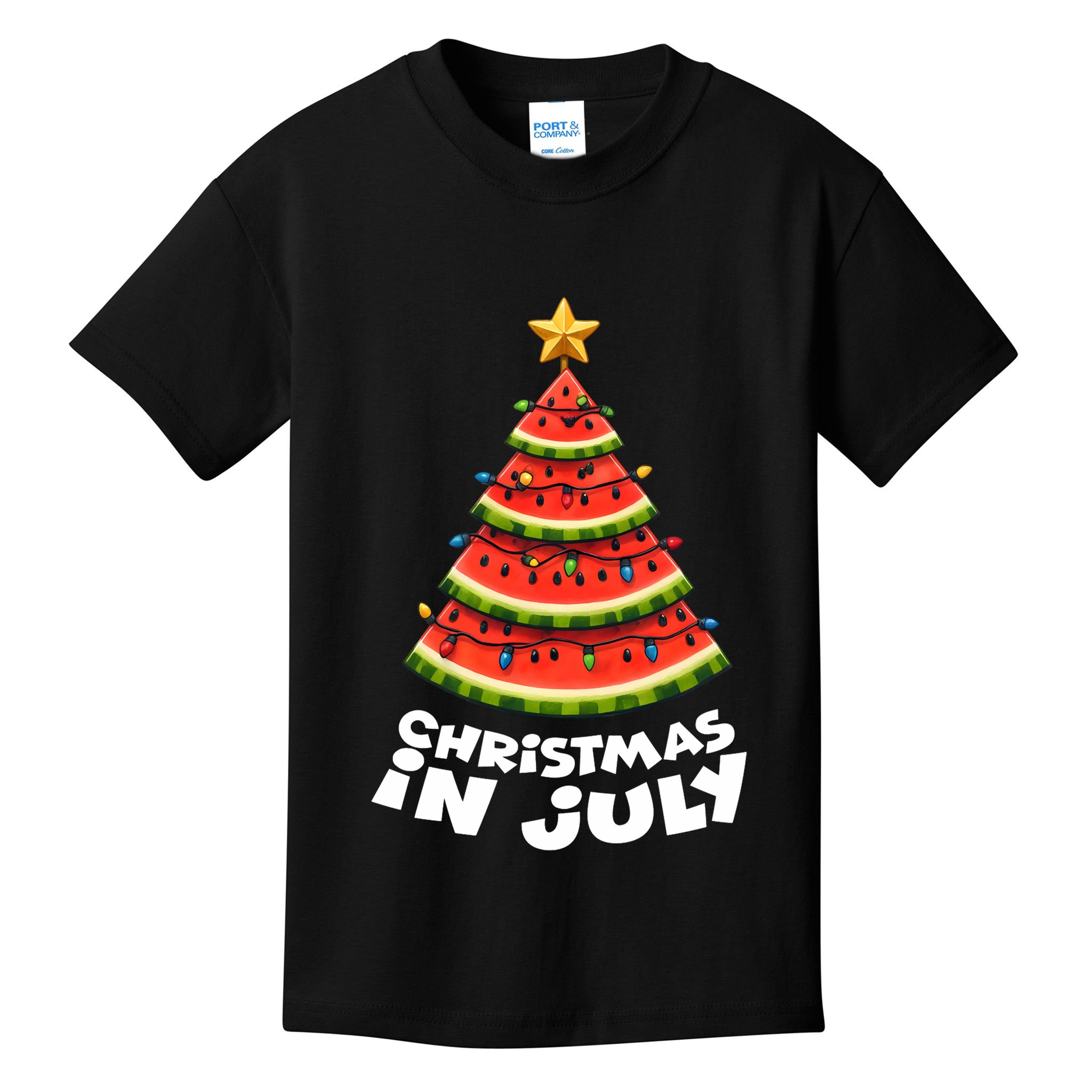 Mele Kalikimaka Water Melon Xmas Tree Christmas In July Long Sleeve Kids T-Shirt