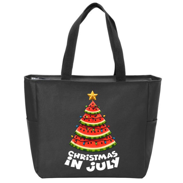 Mele Kalikimaka Water Melon Xmas Tree Christmas In July Long Sleeve Zip Tote Bag
