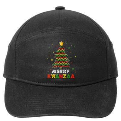 Merry Kwanzaa Xmas Tree Black Christmas African American 7-Panel Snapback Hat