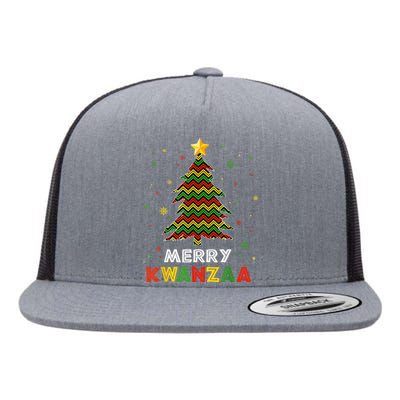 Merry Kwanzaa Xmas Tree Black Christmas African American Flat Bill Trucker Hat