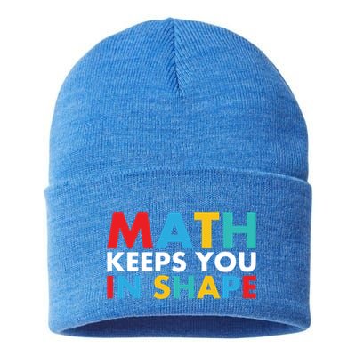 Math Keeps You In Shape Geeky Math Nerdy Funny Pi Day Great Gift Sustainable Knit Beanie