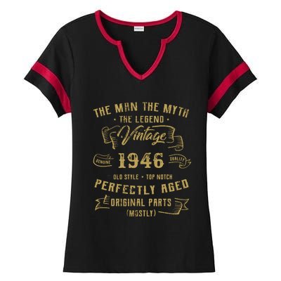 Myth Legend 1946 Birthday Gift For 76 Ladies Halftime Notch Neck Tee