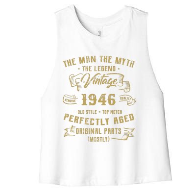 Myth Legend 1946 Birthday Gift For 76 Women's Racerback Cropped Tank