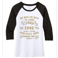 Myth Legend 1946 Birthday Gift For 76 Women's Tri-Blend 3/4-Sleeve Raglan Shirt