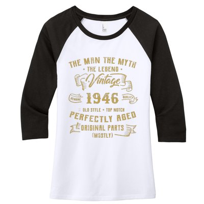 Myth Legend 1946 Birthday Gift For 76 Women's Tri-Blend 3/4-Sleeve Raglan Shirt