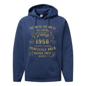 Myth Legend 1958 Birthday Gift For 64 Performance Fleece Hoodie