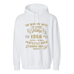 Myth Legend 1958 Birthday Gift For 64 Garment-Dyed Fleece Hoodie