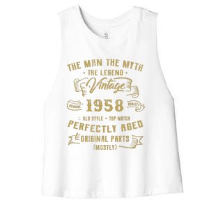 Myth Legend 1958 Birthday Gift For 64 Women's Racerback Cropped Tank