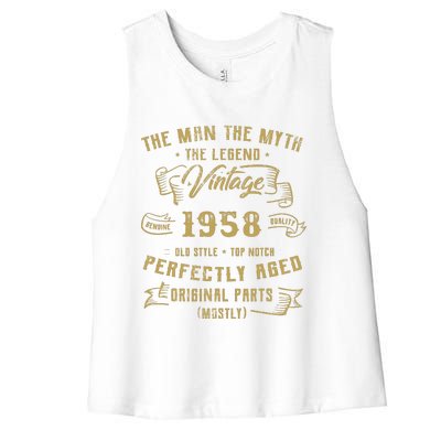 Myth Legend 1958 Birthday Gift For 64 Women's Racerback Cropped Tank