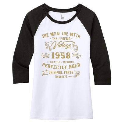 Myth Legend 1958 Birthday Gift For 64 Women's Tri-Blend 3/4-Sleeve Raglan Shirt