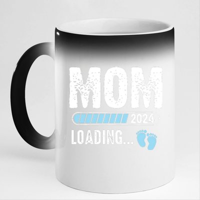 Mom Loading 2024 Funny Baby Announcement Soon To Be Mommy 11oz Black Color Changing Mug