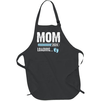 Mom Loading 2024 Funny Baby Announcement Soon To Be Mommy Full-Length Apron With Pockets