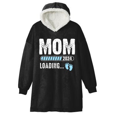 Mom Loading 2024 Funny Baby Announcement Soon To Be Mommy Hooded Wearable Blanket