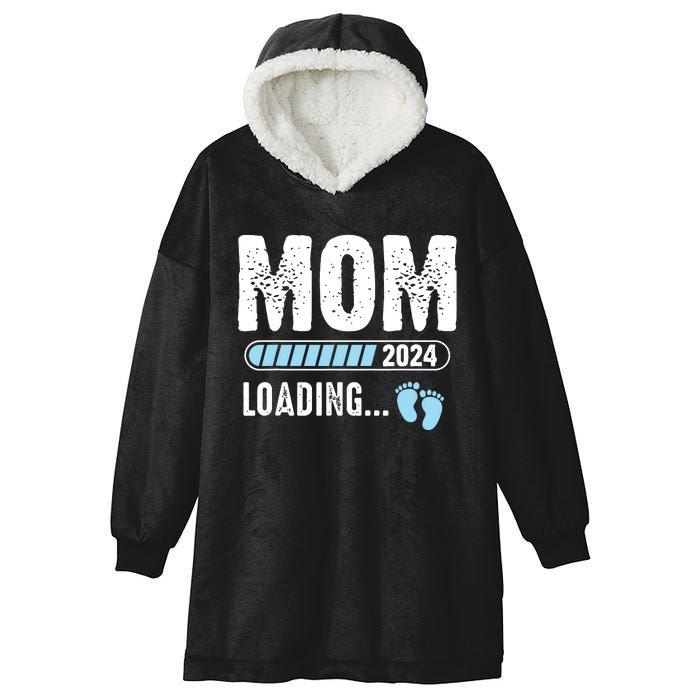 Mom Loading 2024 Funny Baby Announcement Soon To Be Mommy Hooded Wearable Blanket