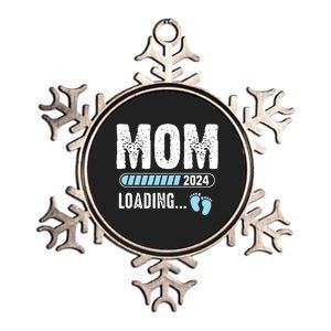 Mom Loading 2024 Funny Baby Announcement Soon To Be Mommy Metallic Star Ornament