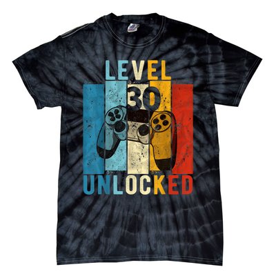 m.e.ns Level 30 Unlocked Video Gamer 30 Year Old 30th Birthday Gift Tie-Dye T-Shirt