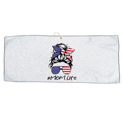 Mom Life 4th Of July Gifts For Mommy Wife Womens 4th Of July Mom Life Messy Bun Large Microfiber Waffle Golf Towel
