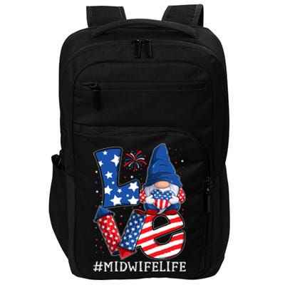 Midwife Love 4th Of July Gnome Usa Patriotic Gift Impact Tech Backpack