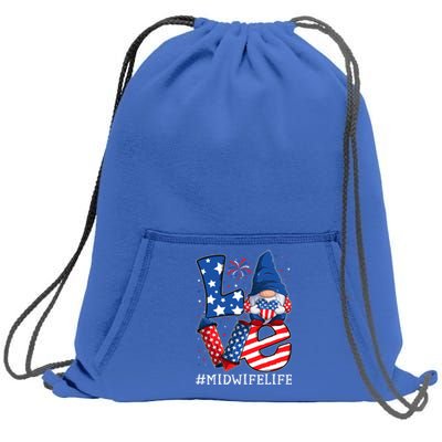 Midwife Love 4th Of July Gnome Usa Patriotic Gift Sweatshirt Cinch Pack Bag