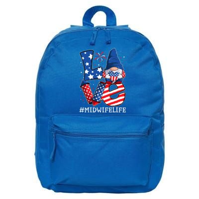 Midwife Love 4th Of July Gnome Usa Patriotic Gift 16 in Basic Backpack