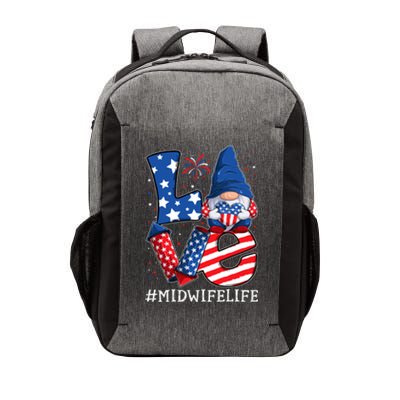 Midwife Love 4th Of July Gnome Usa Patriotic Gift Vector Backpack