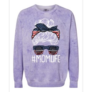 Mom Life 4th Of July American Flag Patriotic Mama Mother Gift Colorblast Crewneck Sweatshirt