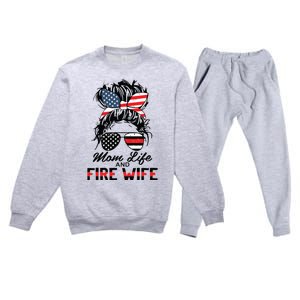 Mom Life And Fire Wife Firefighter American Flag 4th Of July Premium Crewneck Sweatsuit Set