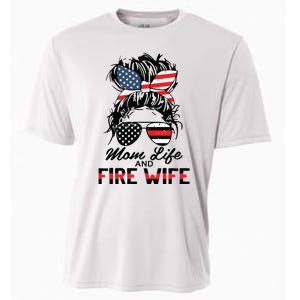 Mom Life And Fire Wife Firefighter American Flag 4th Of July Cooling Performance Crew T-Shirt