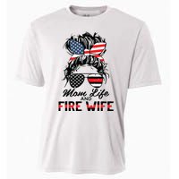 Mom Life And Fire Wife Firefighter American Flag 4th Of July Cooling Performance Crew T-Shirt