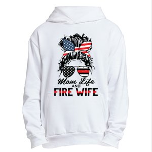 Mom Life And Fire Wife Firefighter American Flag 4th Of July Urban Pullover Hoodie