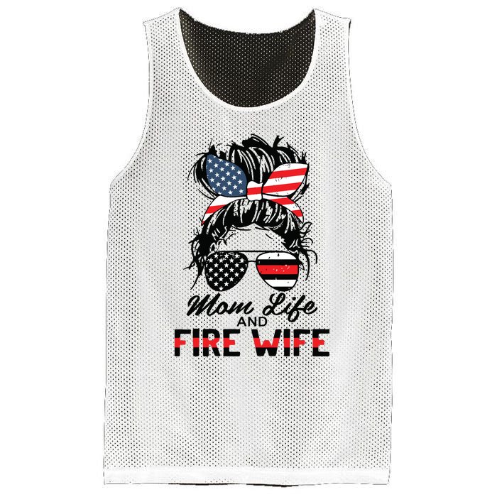 Mom Life And Fire Wife Firefighter American Flag 4th Of July Mesh Reversible Basketball Jersey Tank