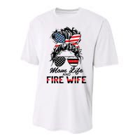 Mom Life And Fire Wife Firefighter American Flag 4th Of July Performance Sprint T-Shirt