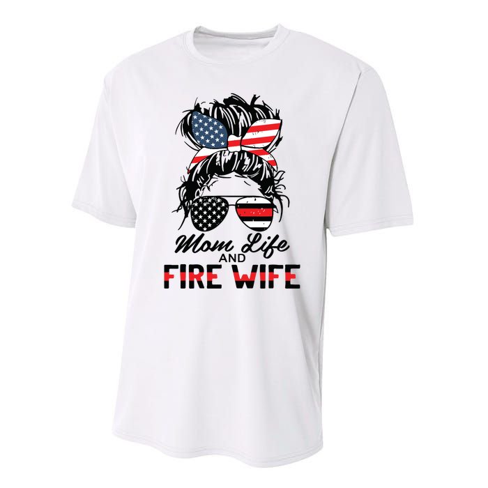 Mom Life And Fire Wife Firefighter American Flag 4th Of July Performance Sprint T-Shirt