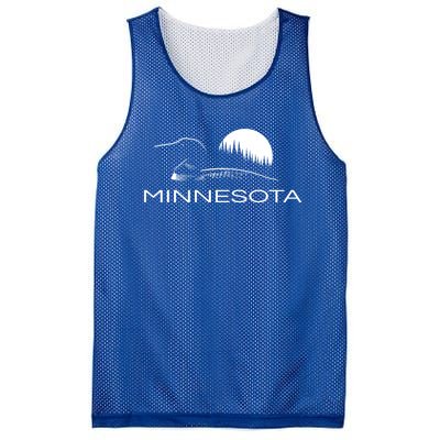 Minnesota Loon And Trees In Moonlight Gift Mesh Reversible Basketball Jersey Tank