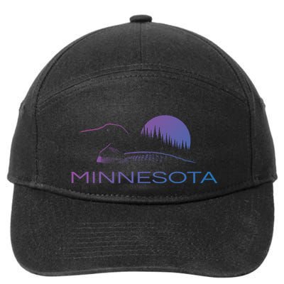 Minnesota Loon And Trees In Moonlight Gift 7-Panel Snapback Hat