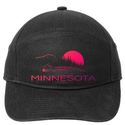 Minnesota Loon And Trees In Moonlight Gift 7-Panel Snapback Hat