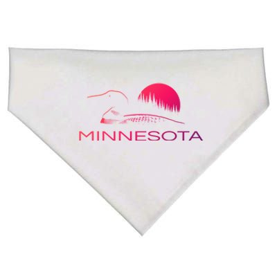 Minnesota Loon And Trees In Moonlight Gift USA-Made Doggie Bandana