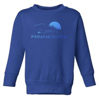 Minnesota Loon And Trees In Moonlight Gift Toddler Sweatshirt