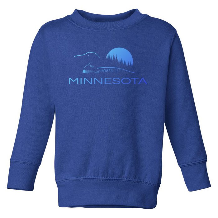 Minnesota Loon And Trees In Moonlight Gift Toddler Sweatshirt