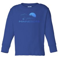 Minnesota Loon And Trees In Moonlight Gift Toddler Long Sleeve Shirt