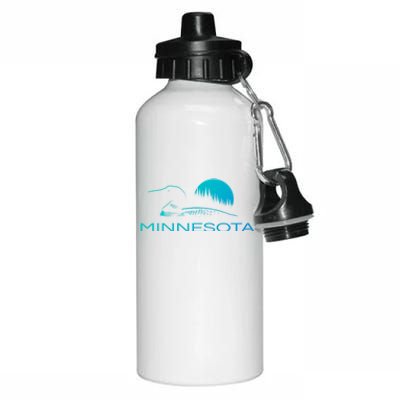 Minnesota Loon And Trees In Moonlight Gift Aluminum Water Bottle