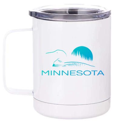 Minnesota Loon And Trees In Moonlight Gift 12 oz Stainless Steel Tumbler Cup