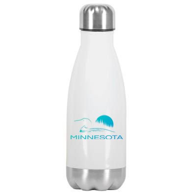 Minnesota Loon And Trees In Moonlight Gift Stainless Steel Insulated Water Bottle