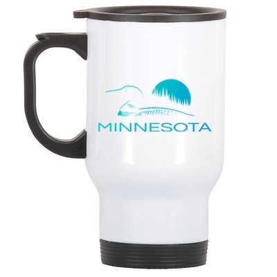 Minnesota Loon And Trees In Moonlight Gift Stainless Steel Travel Mug