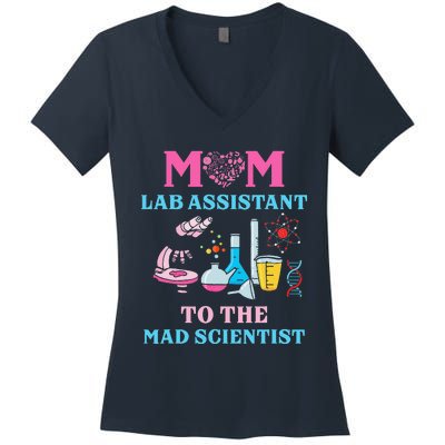 Mom Lab Assistant To The Mad Scientist Party Birthday Women's V-Neck T-Shirt