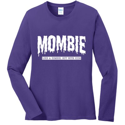 Mombie Like A Zombie But With Kids Funny Halloween Mom Ladies Long Sleeve Shirt