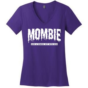 Mombie Like A Zombie But With Kids Funny Halloween Mom Women's V-Neck T-Shirt