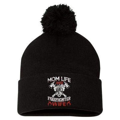 Mom Life And Firefighter Wife Pom Pom 12in Knit Beanie