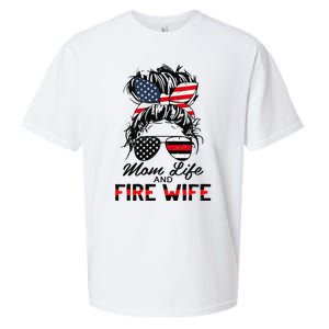 Mom Life And Fire Wife Firefighter American Flag 4th Of July Sueded Cloud Jersey T-Shirt